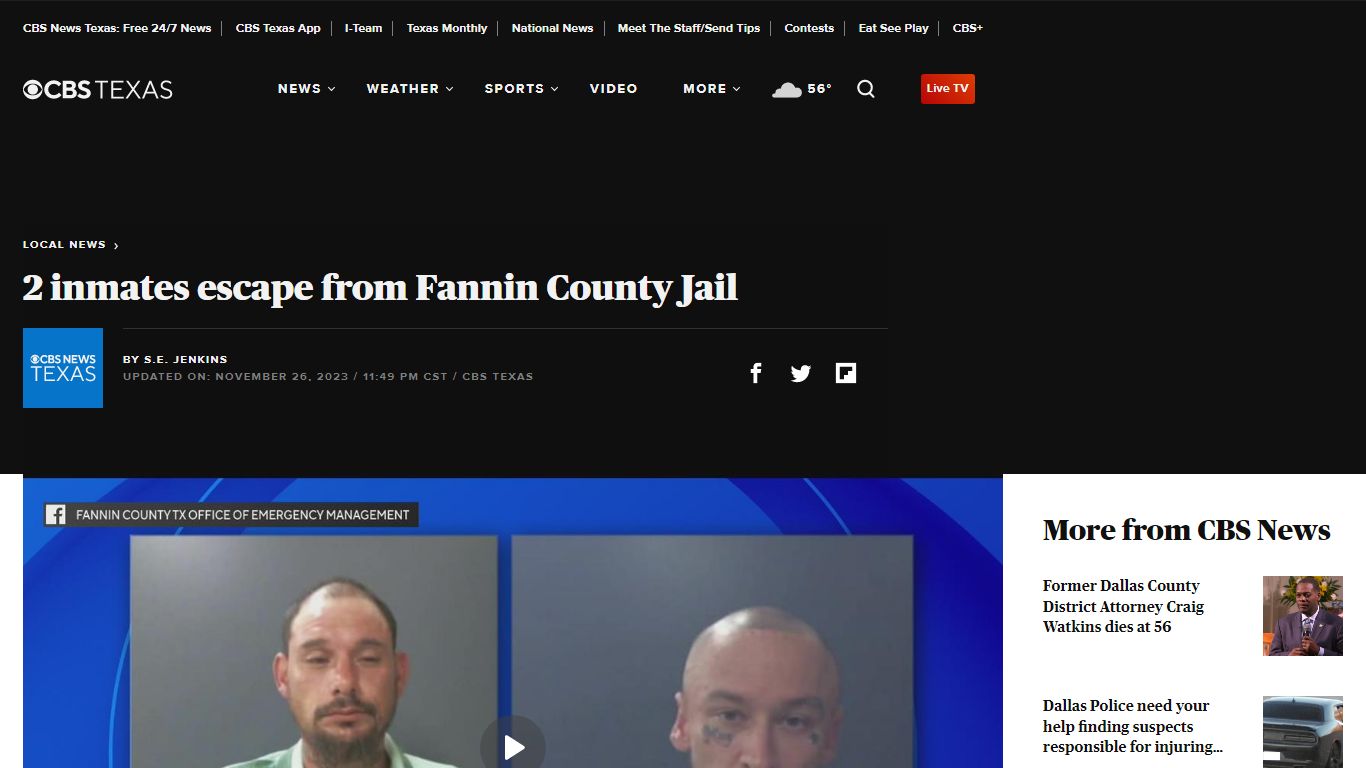 2 inmates escape from Fannin County Jail - CBS Texas